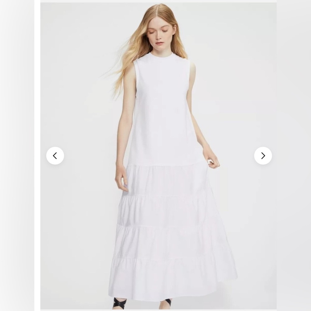 Ted Baker White Tiered Sleeveless Maxi Dress 1 / US 4 Side Pockets Drop Waist